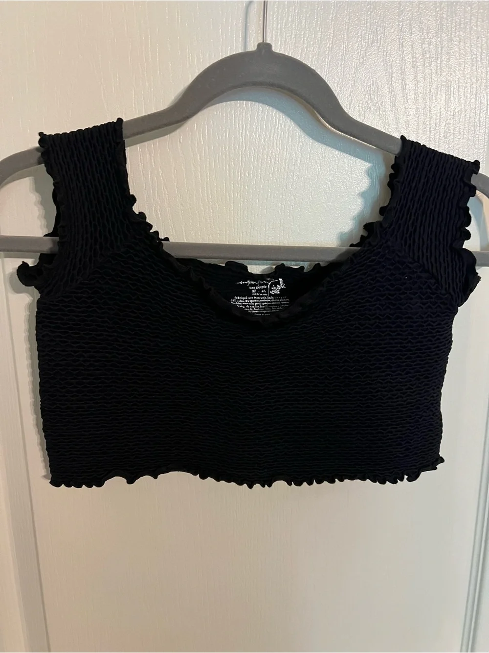 Free People Intimately Smocked Ruffle Crop Top Coquette NWT Size M-L
